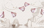 水晶天鹅玉雕兰花立体背景墙壁画