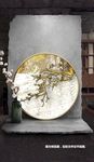 轻奢金色花鸟圆形晶瓷画