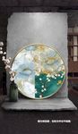 轻奢客厅新中式花鸟圆形装饰画