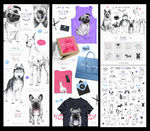 宠物狗素描与卡通手绘线性狗狗图