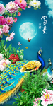 孔雀玄关屏风背景