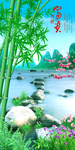 竹子花开富贵中国风中式玄关