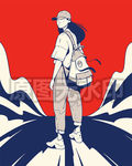 潮流行外套帽子背包街头服装插图