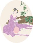 古典图案 美女图案 矢量图
