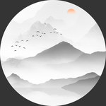 圆形山水挂画