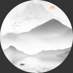 圆形水墨画