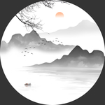 高清山水装饰画 圆形山水挂画