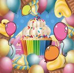 彩色气球生日蛋糕