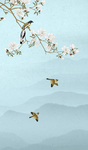 玉兰花鸟装饰画