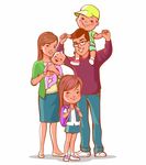 幸福一家卡通人物插画