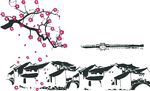 硅藻泥矢量梅花风景画