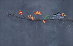 手绘抽象花鸟背景墙