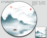 圆形山水画 大型山水壁画