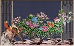 中式花卉富贵花开花鸟背景墙