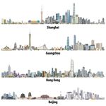 上海广州香港北京建筑矢量图