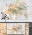 北欧小清新浪漫3d花卉背景墙