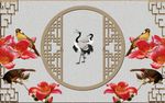 白鹤红花背景墙
