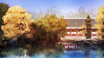 手绘 插画 中国风 复古 园林