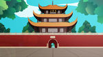 手绘 插画 中国风 复古 园林