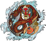中国龙 漫画 插画 彩画 中国