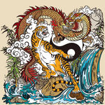 中国龙 漫画 插画 彩画 中国