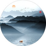 抽象水墨山水画