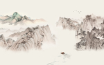 中式水墨山水创意玄关屏风电视背