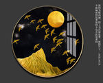 现代金色装饰画 金箔画 线条山