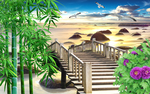 海滩走道背景墙