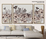 三联花卉装饰画