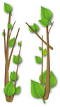 创意卡通树木树枝树叶立体效果素