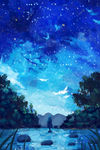 手绘唯美星空插画背景