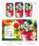 蓝莓树莓混合果汁饮料包装PSD