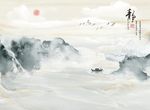 新中式水墨石纹山水静石纹山水