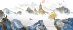 新中式抽象山水玄关屏风电视背景