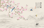 中式花鸟玄关屏风电视背景墙底纹