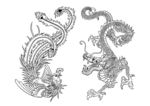 龙凤呈祥矢量线描
