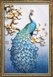 新中式立体玉兰花彩雕孔雀玄关背