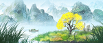 中国风意境水墨山水画