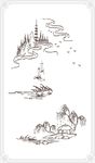 中式风格青山绿水花边花纹
