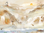 山水大理石 高山流水 流水生财