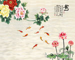 新中式牡丹花背景墙