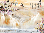 山水大理石花鸟背景墙