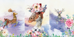 手绘花麋鹿装饰无框画