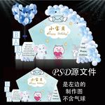 二四水彩蓝动物宝宝宴