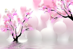 樱花树圆球背景立体背景墙壁画