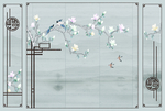 中式框画玄关屏风电视背景创意底