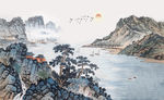 水墨山水背景墙