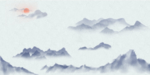 远山行意境水墨山水画简约中国风