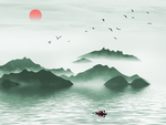 山水背景 山水素材 写意山水画